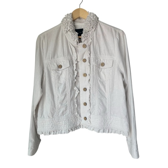 Tribal White Ruffled Long Sleeve Jacket, NWT, 14P - Picture 1 of 11